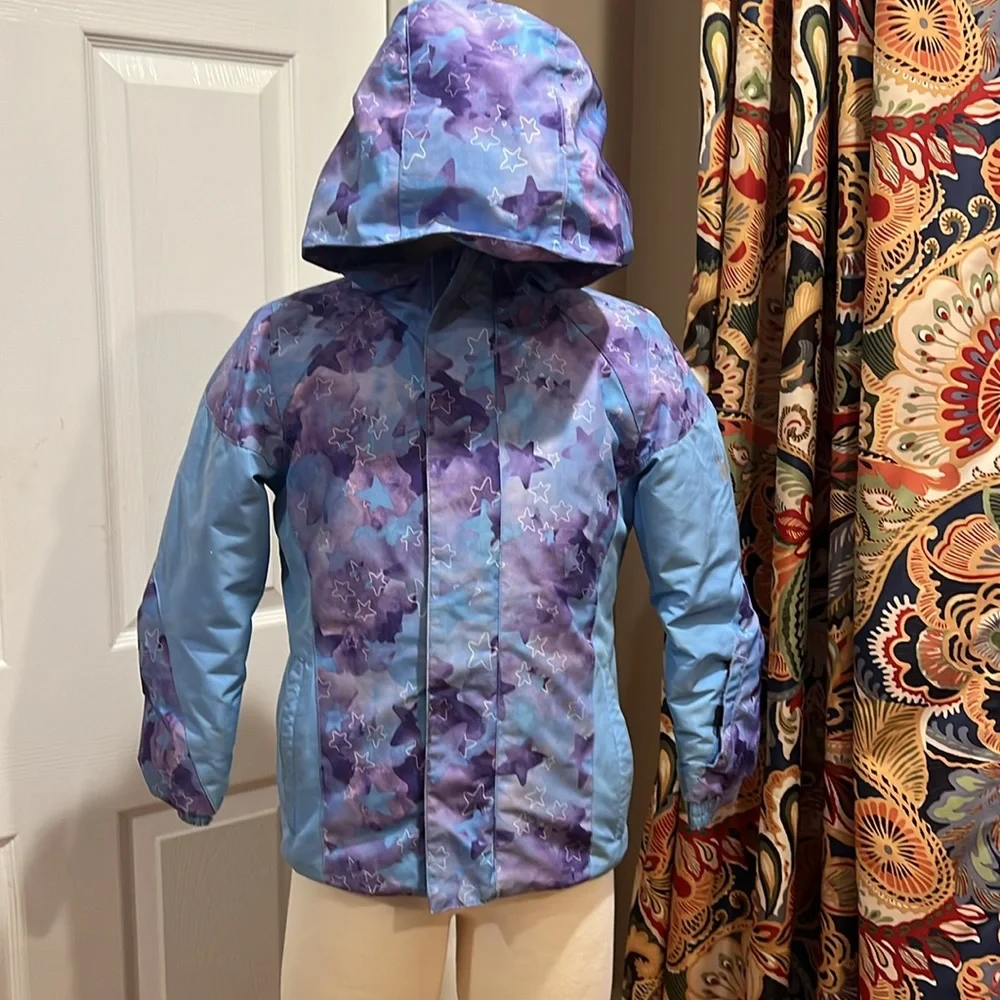 Spyder Kids Light Blue and Purple Star Print Ski Jacket & Bib Snow Pants